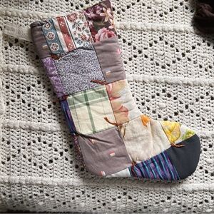 Handmade scrappy vintage quilt Christmas‎ stocking